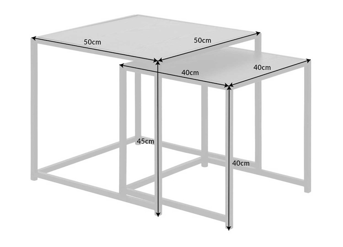 Table d'appoint carrée emboîtable frêne foncé et métal