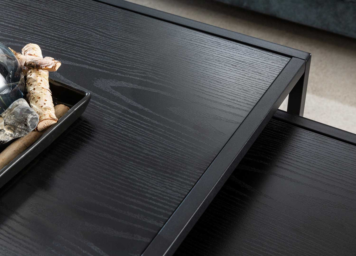 Table d'Appoint Emboîtable Frêne Foncé et Métal