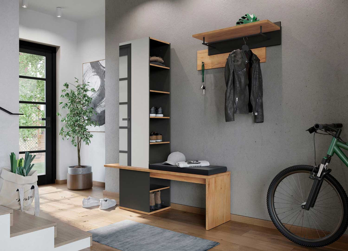 Meuble d'entrée range chaussures et porte manteaux