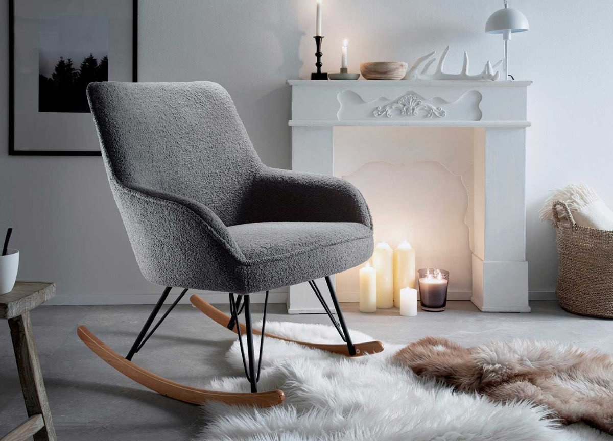 Fauteuil à bascule en tissu gris