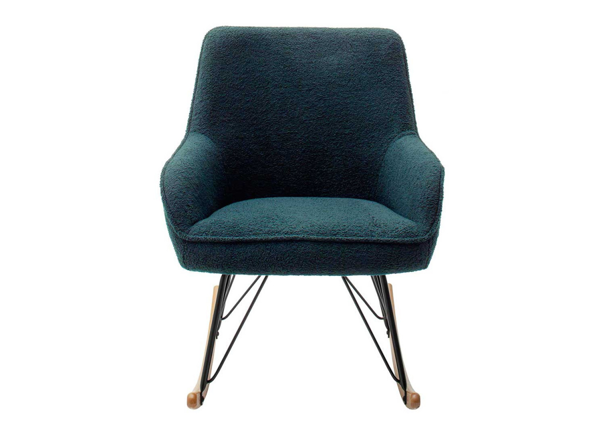 Fauteuil à bascule en tissu vert scandinave