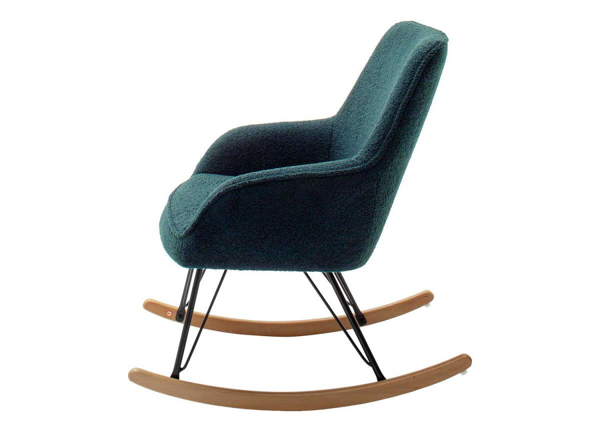 Fauteuil à bascule en tissu vert
