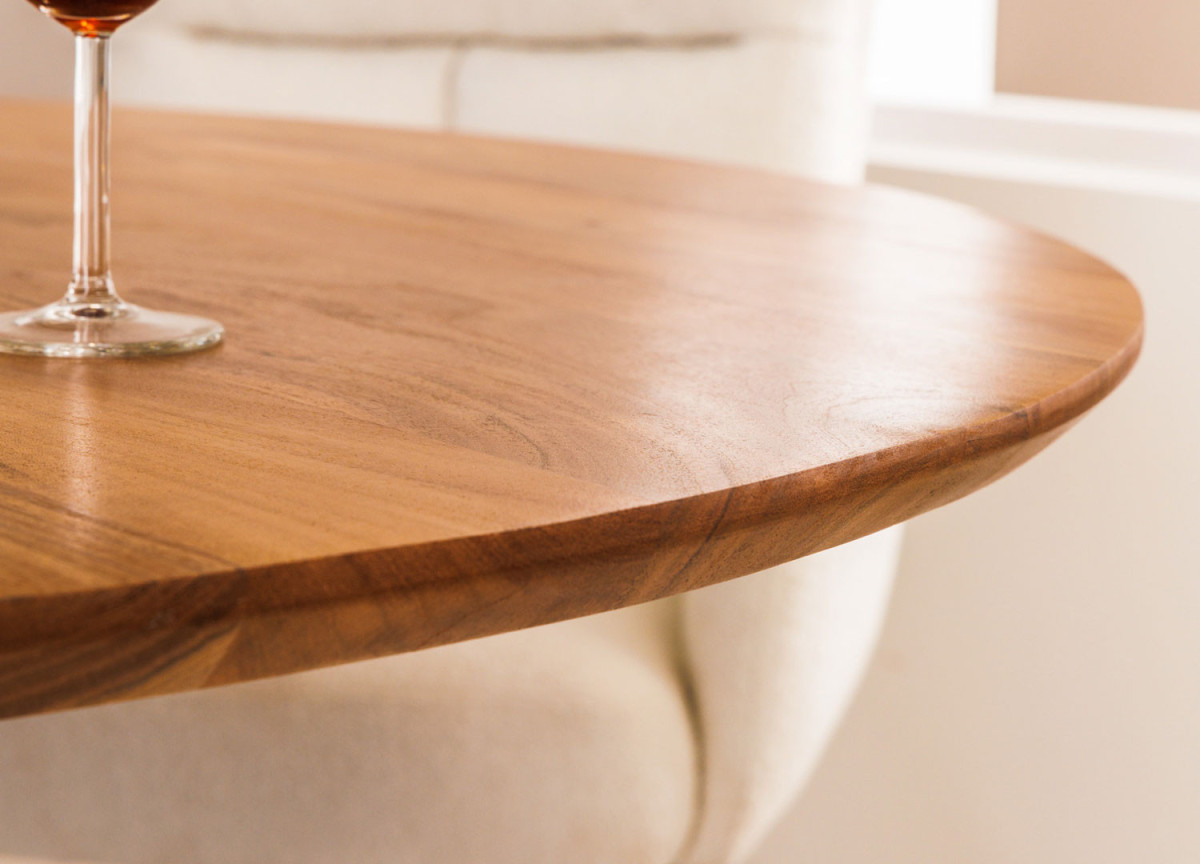 Table de Repas Ronde Acacia et Métal 130 cm
