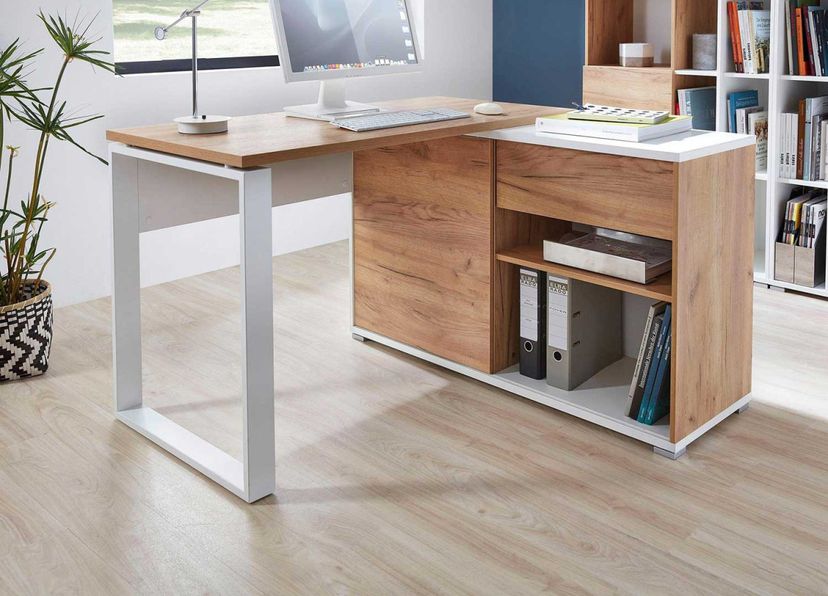 Bureau d'angle avec rangement