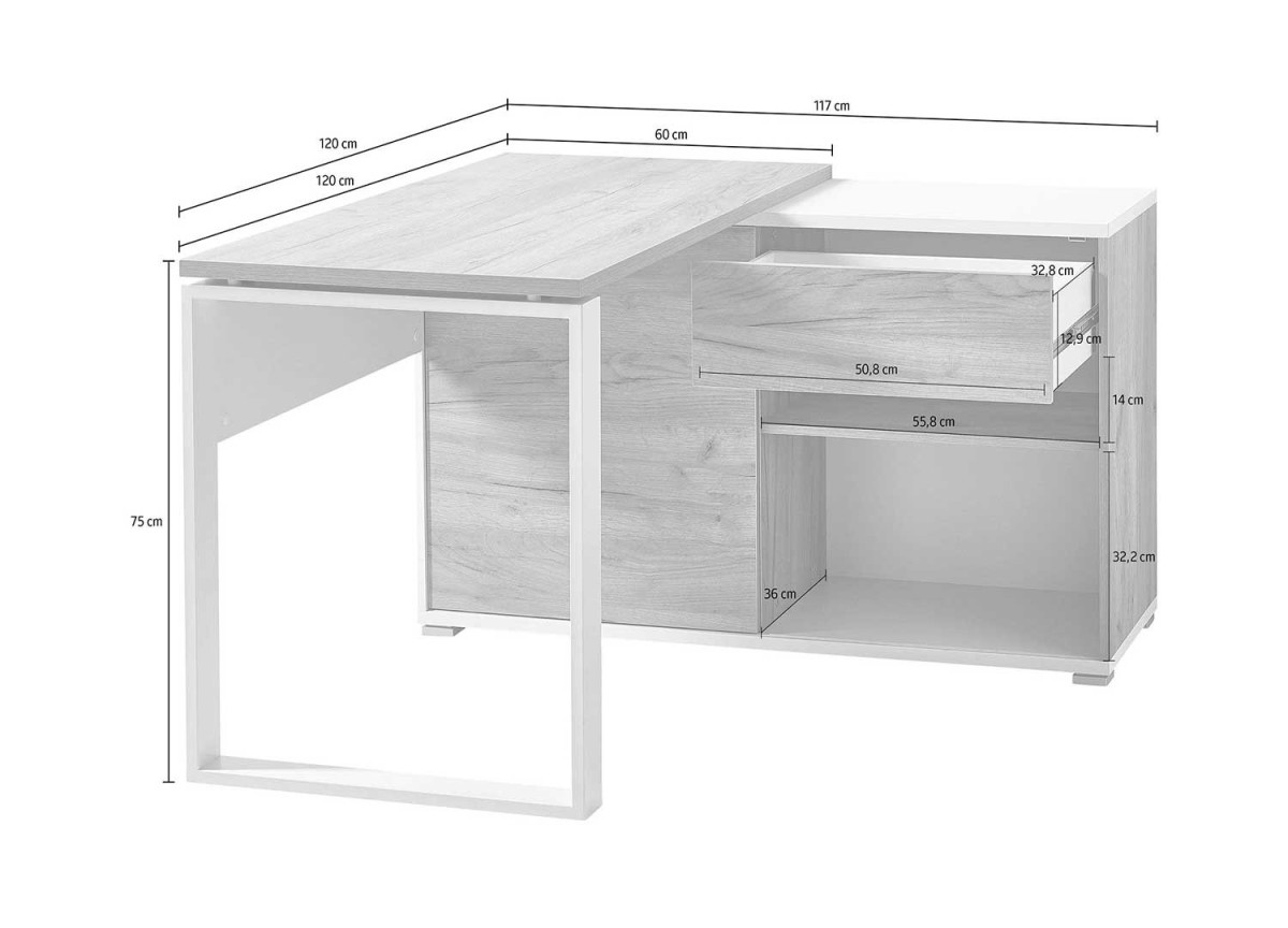 Bureau d'angle avec rangement