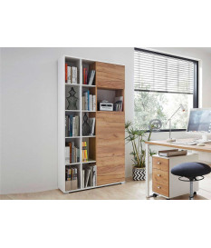 armoire de bureau blanche et bois