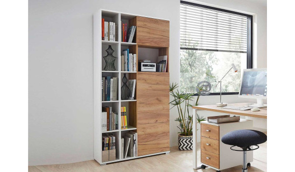 armoire de bureau blanche et bois