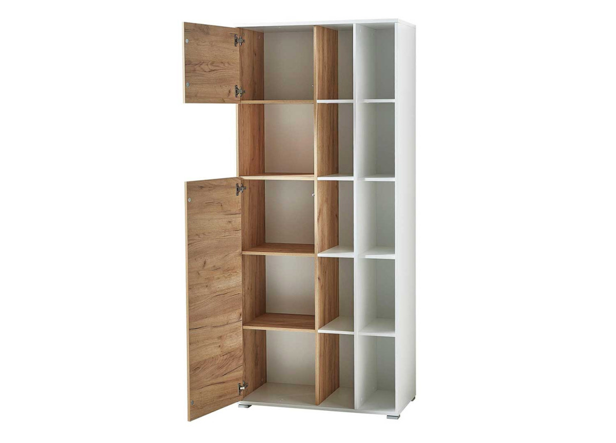 armoire de bureau blanche et bois