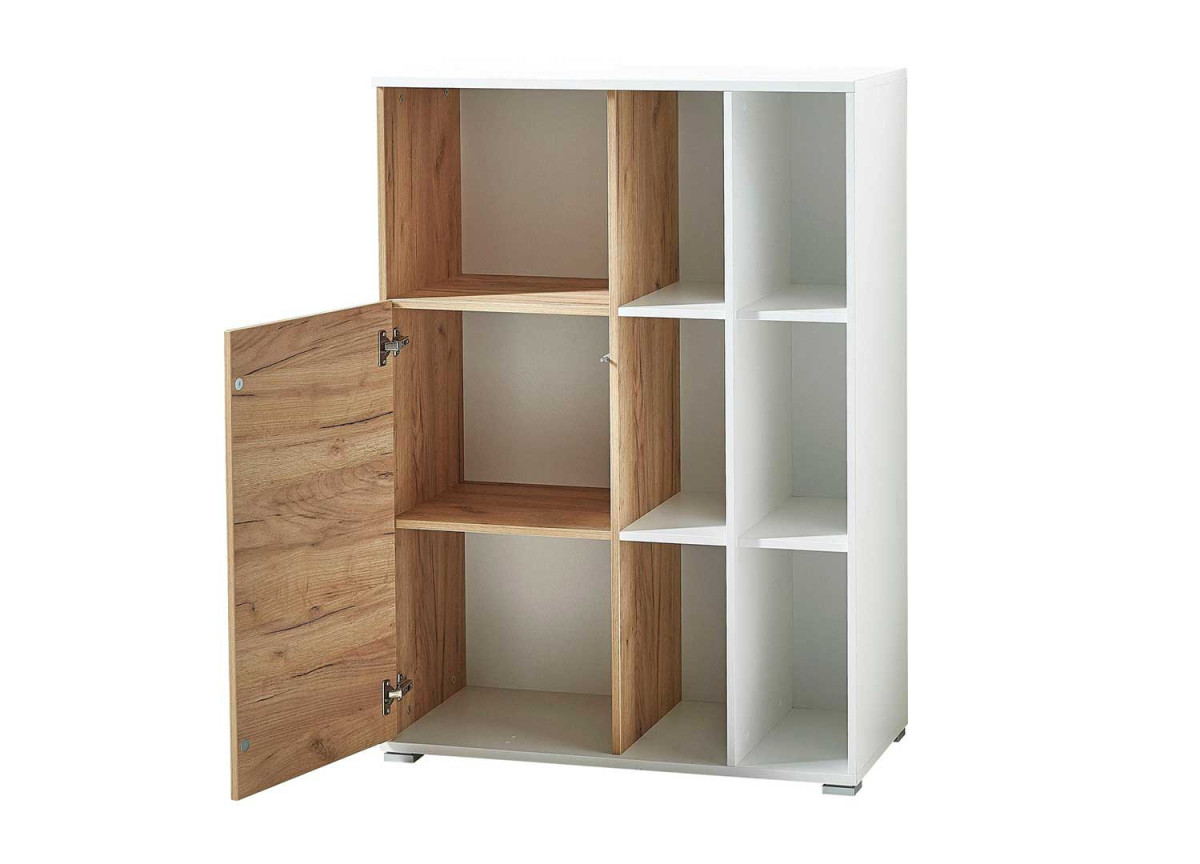 Armoire de classement blanche et bois