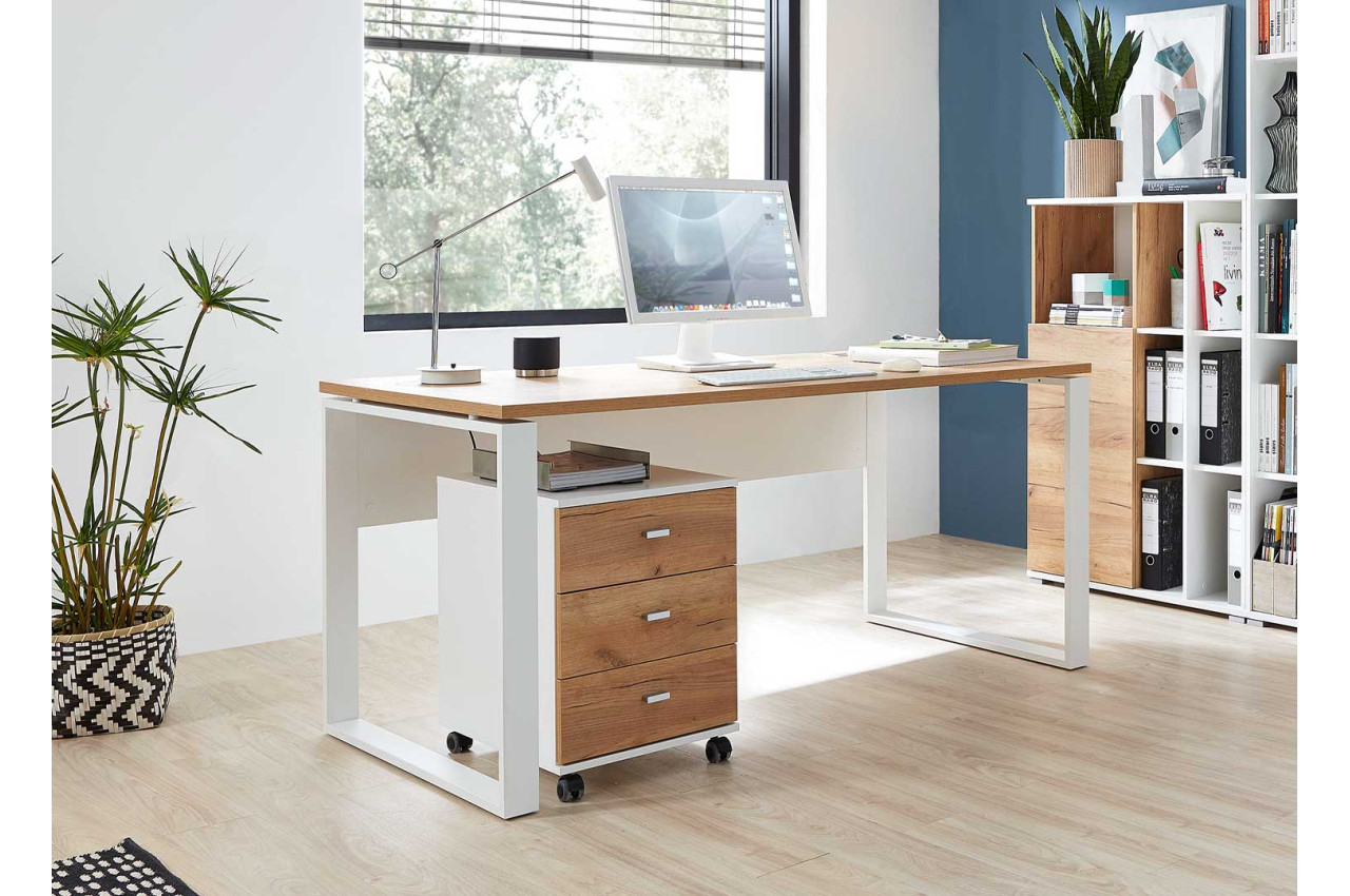 Table de bureau blanc et bois pour bureau