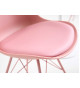 Chaise rose matelassée simili cuir rose / Pieds métal rose