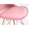 Chaise rose matelassée simili cuir rose / Pieds métal rose