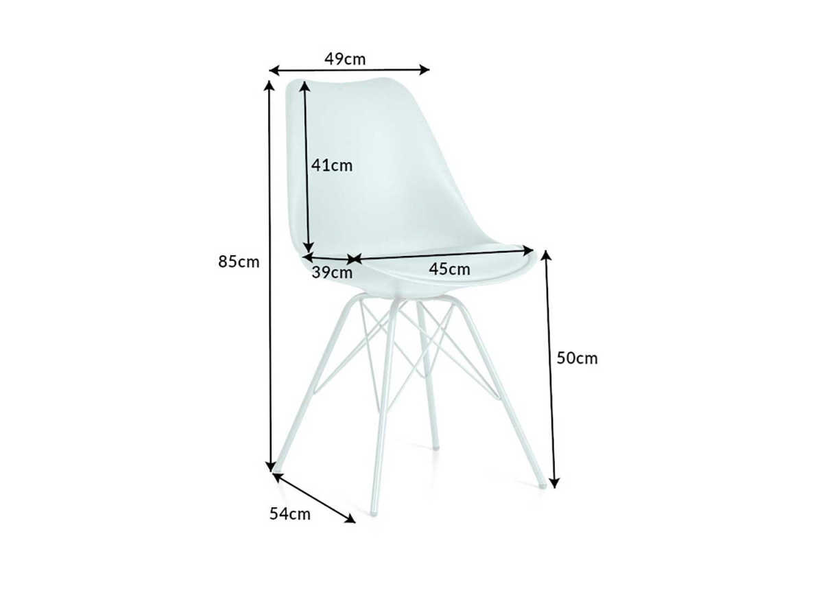 Chaise bleue matelassée simili cuir bleu / Pieds métal bleu