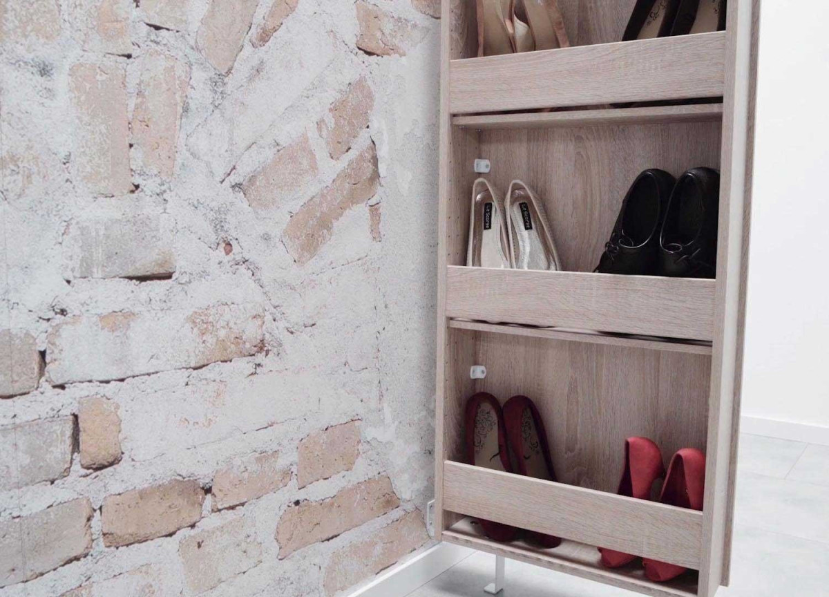 Armoire miroir tournante - Range chaussures