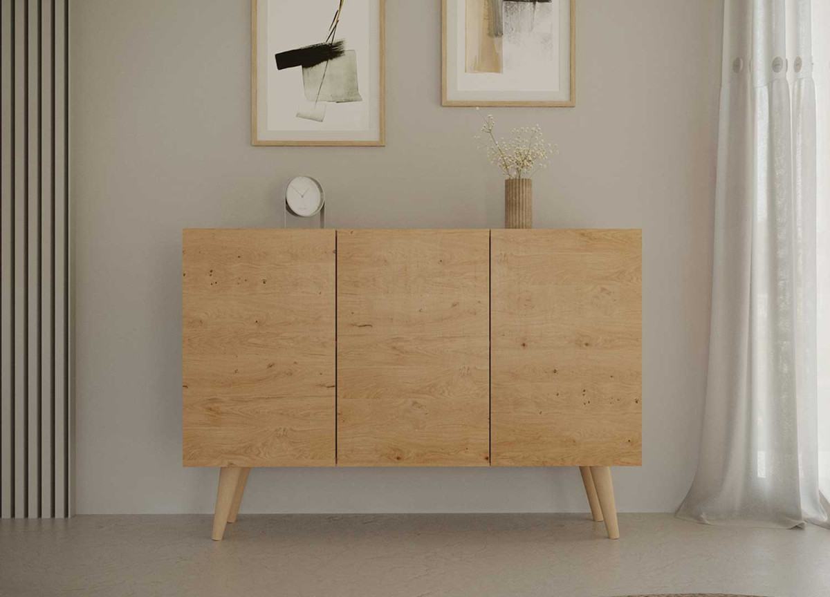 Buffet 3 portes 120 cm scandinave pas cher