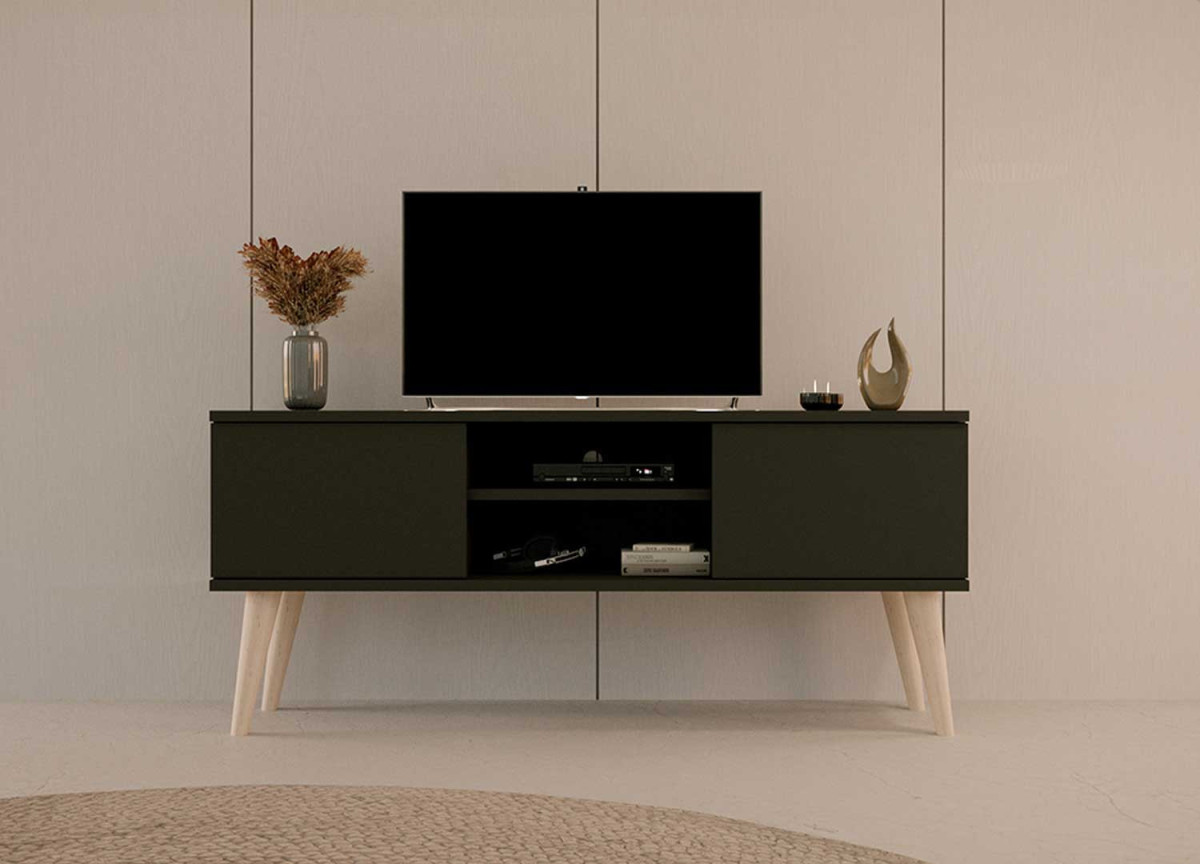 Meuble TV pas cher noir style scandinave