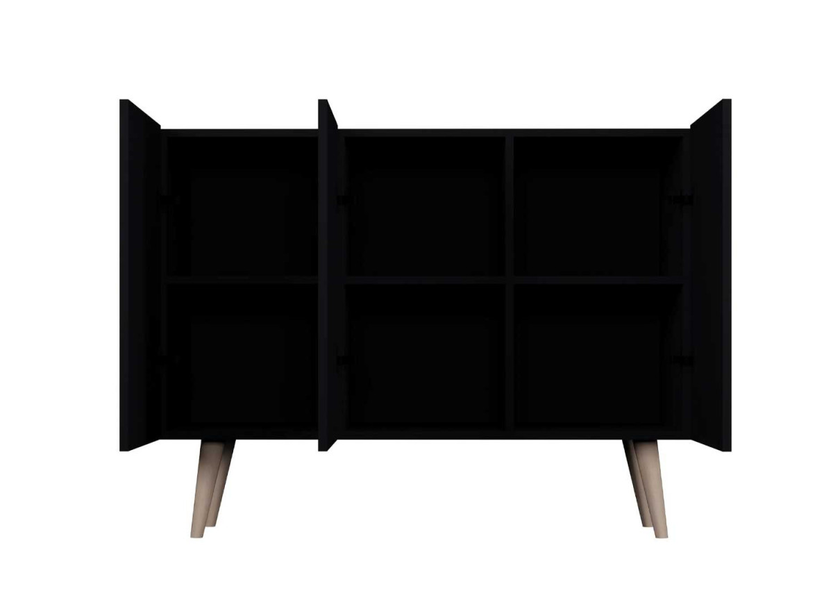 Buffet noir 3 portes 120 cm