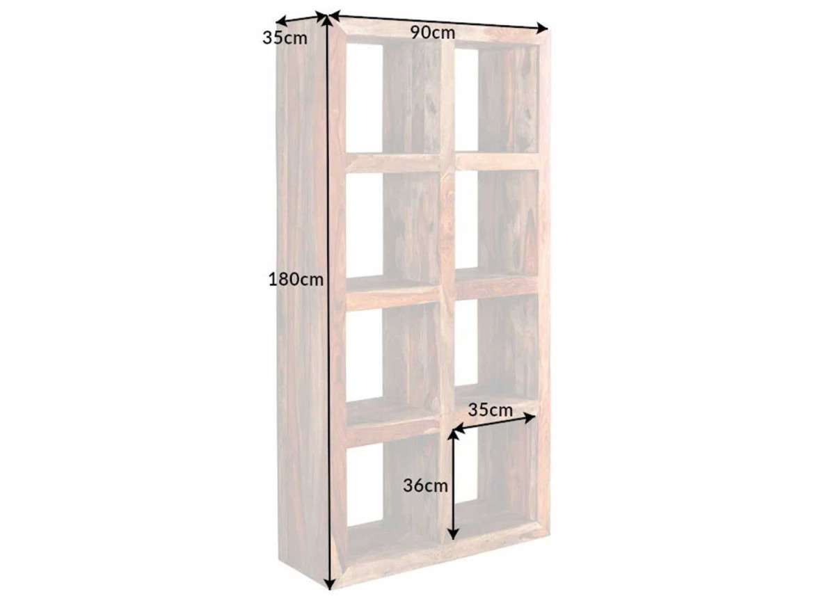 Étagère massive en bois de Sesham 8 casiers