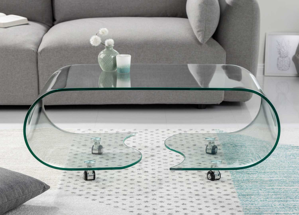 Table basse en verre transparent design