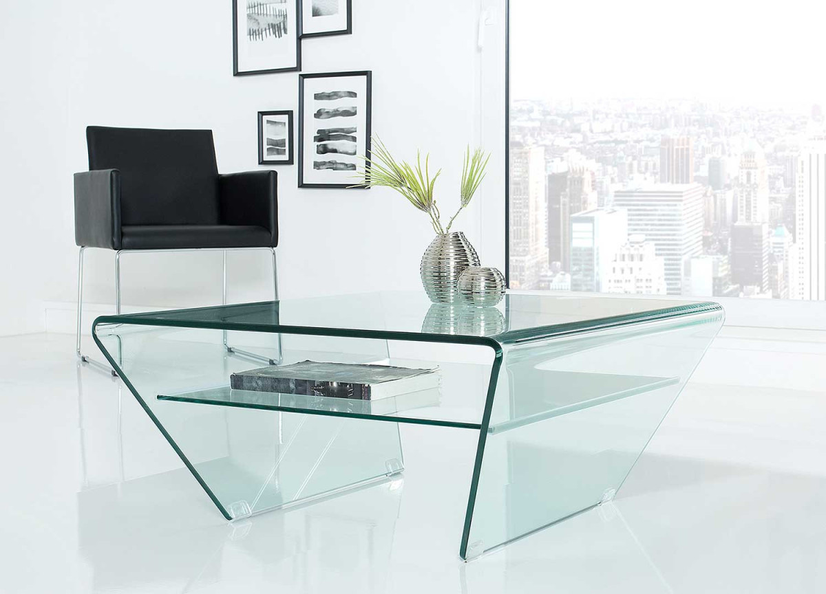 Table basse design en verre trempé originale