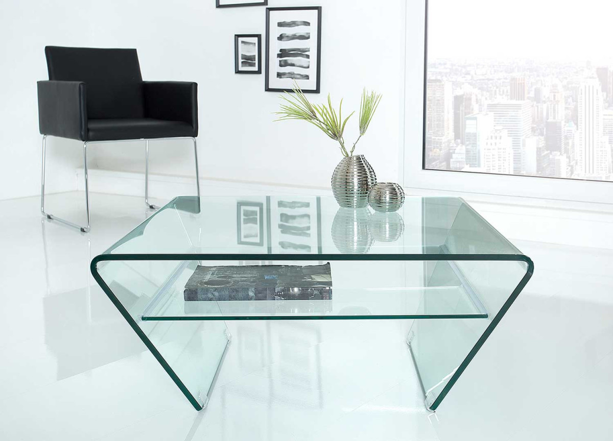 Table basse design en verre trempé