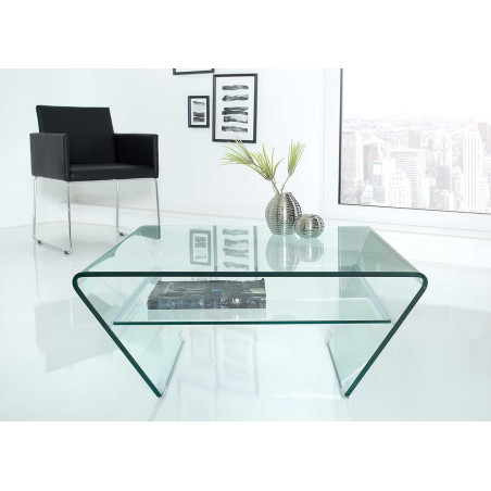 Table basse design avec tablette en verre trempé