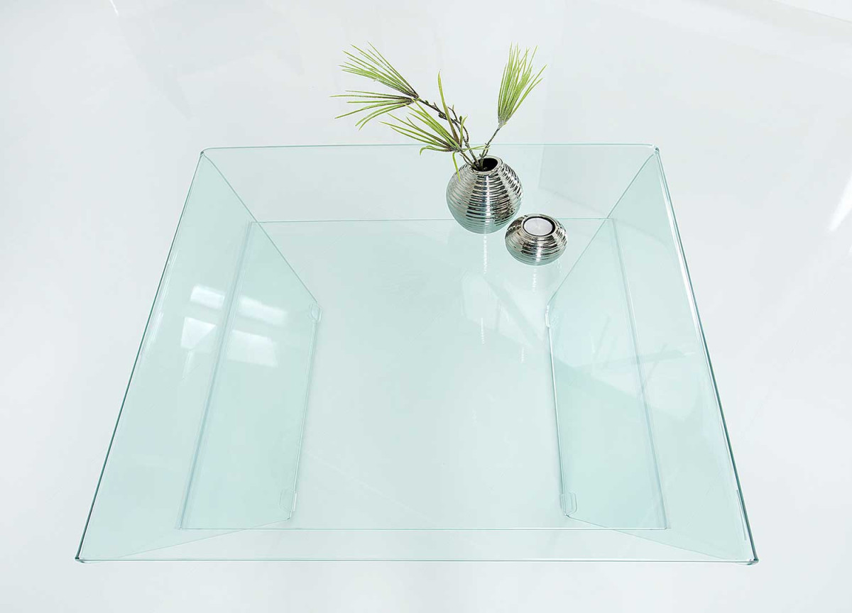 Table basse design en verre trempé transparent