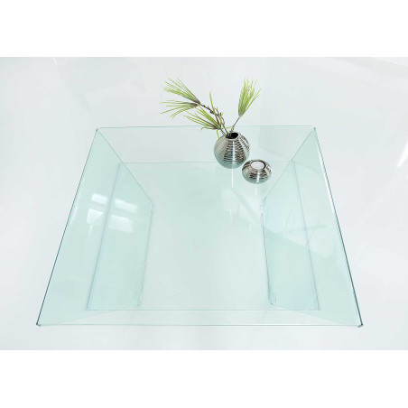 Table basse design en verre trempé transparent