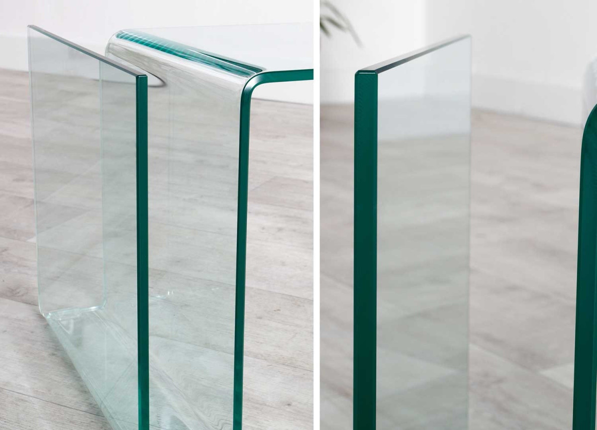 Table d'appoint porte revues en verre trempé
