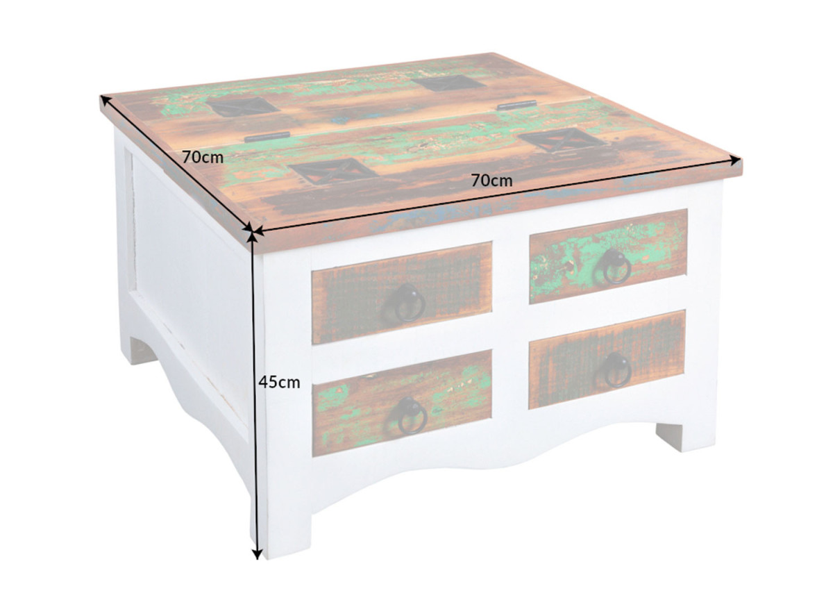 Table Basse Coffre et Tiroirs en bois recyclé