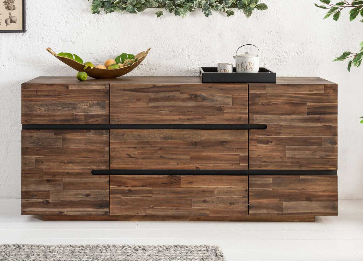 Buffet en bois d'acacia massif ancien
