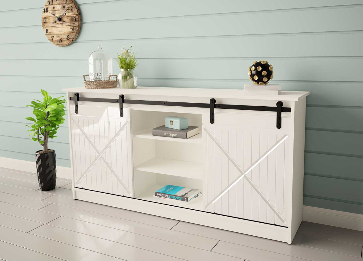 Buffet 2 portes coulissantes blanc 160 cm