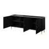 Buffet 3 portes noir/doré 180 cm