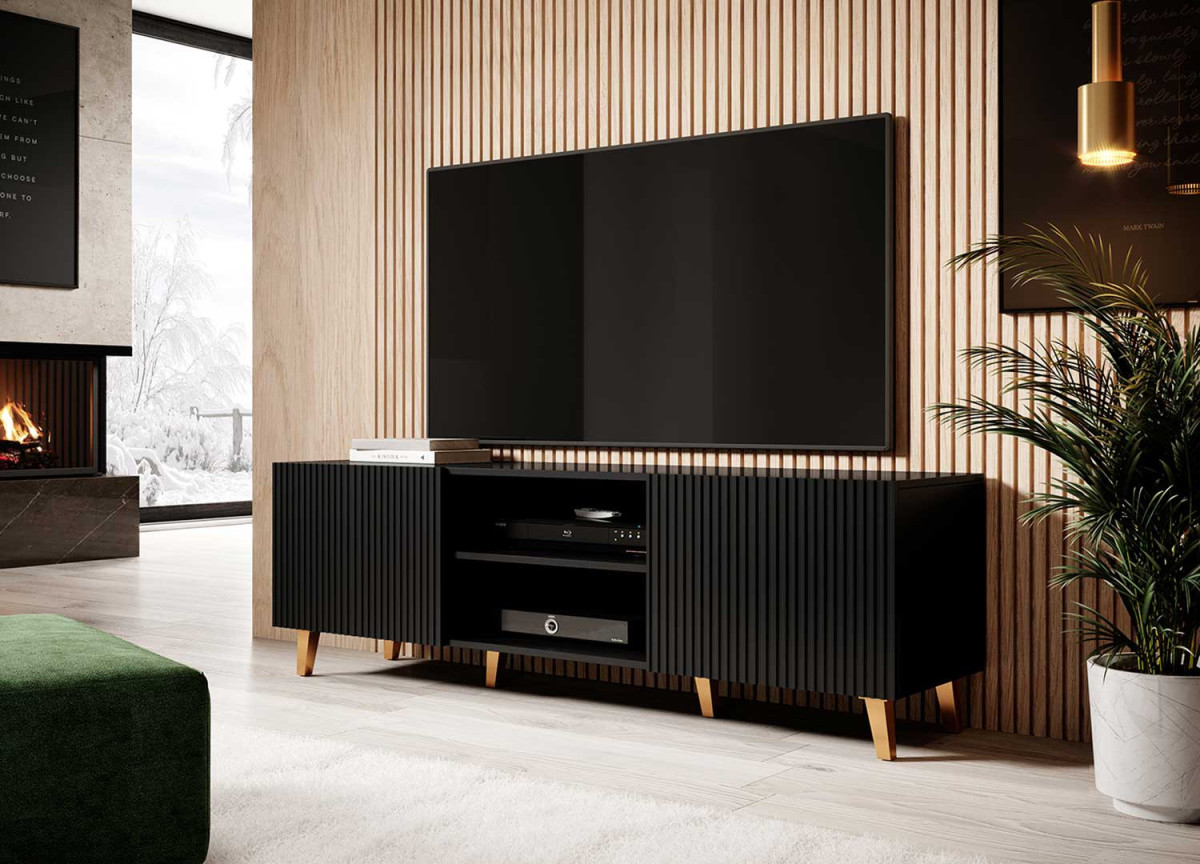 Meuble TV noir design 150 cm