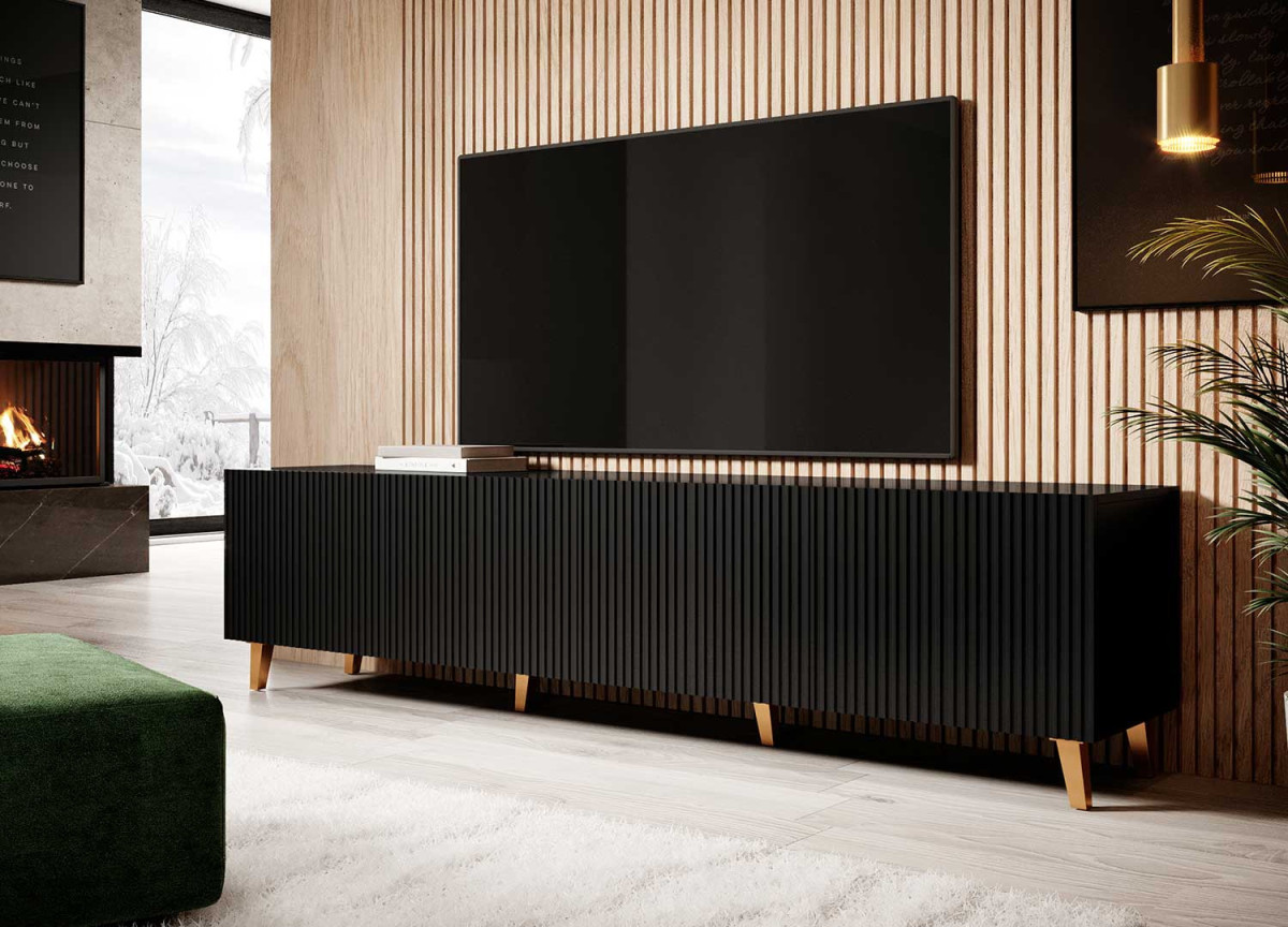 Meuble TV noir design 200 cm