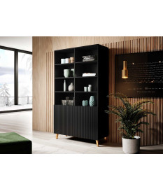 Grand meuble étagère noire design pas cher