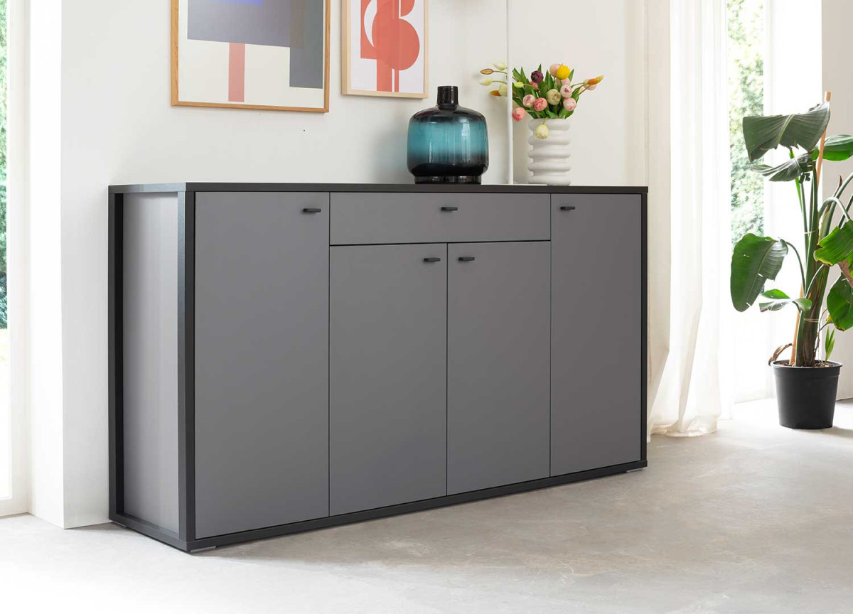 Meuble buffet gris moderne 165 cm