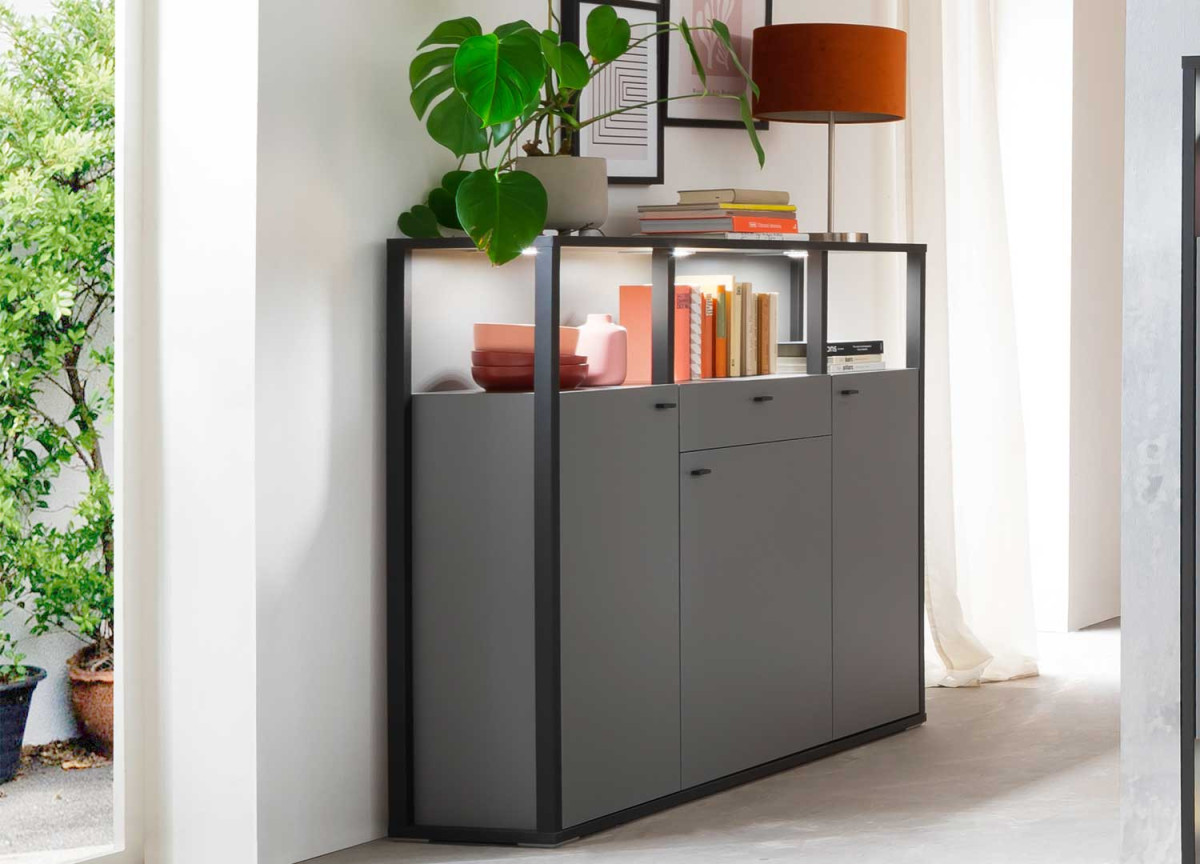 Meuble buffet haut gris anthracite moderne