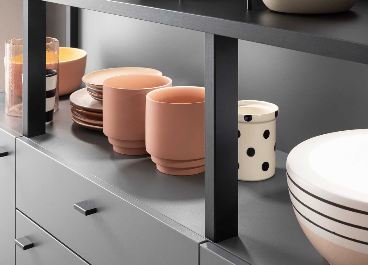 Bahut Moderne Gris avec Portes et Tiroir