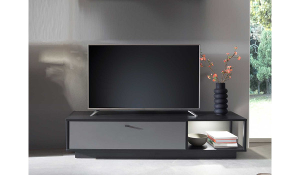 Long meuble TV gris anthracite moderne
