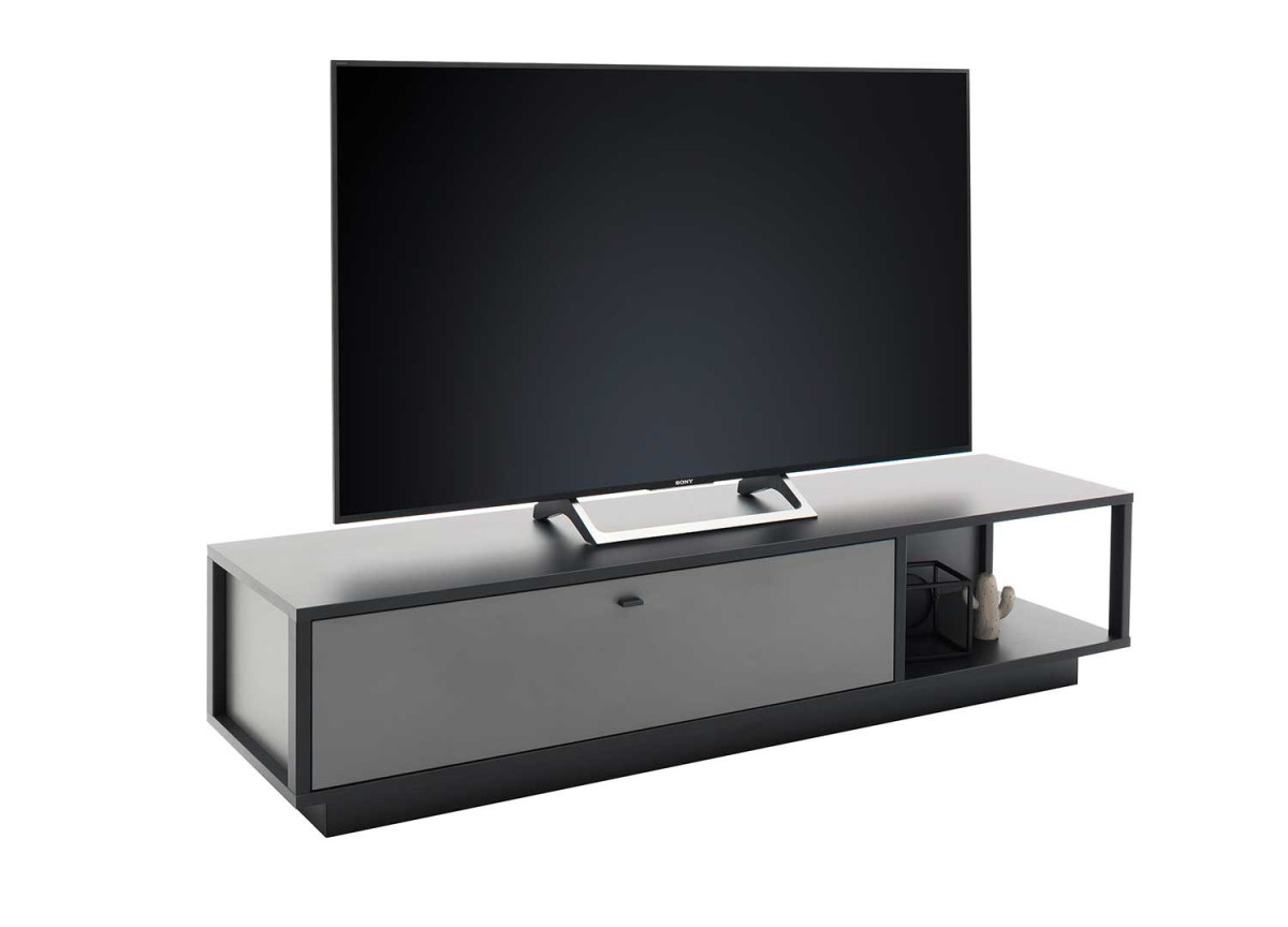 Long meuble TV gris anthracite moderne