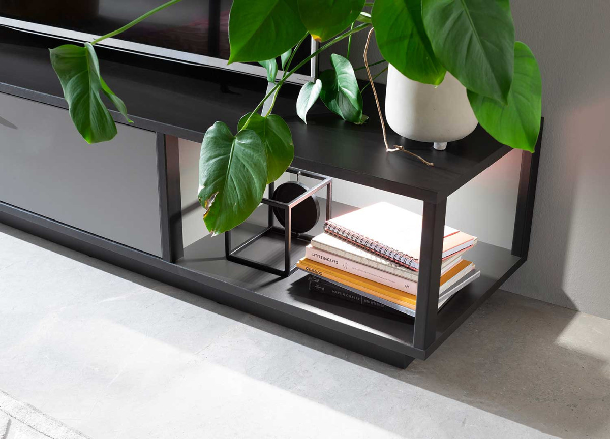 Long meuble TV gris anthracite moderne