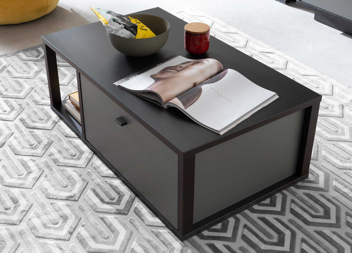 Table basse design avec tiroir gris anthracite