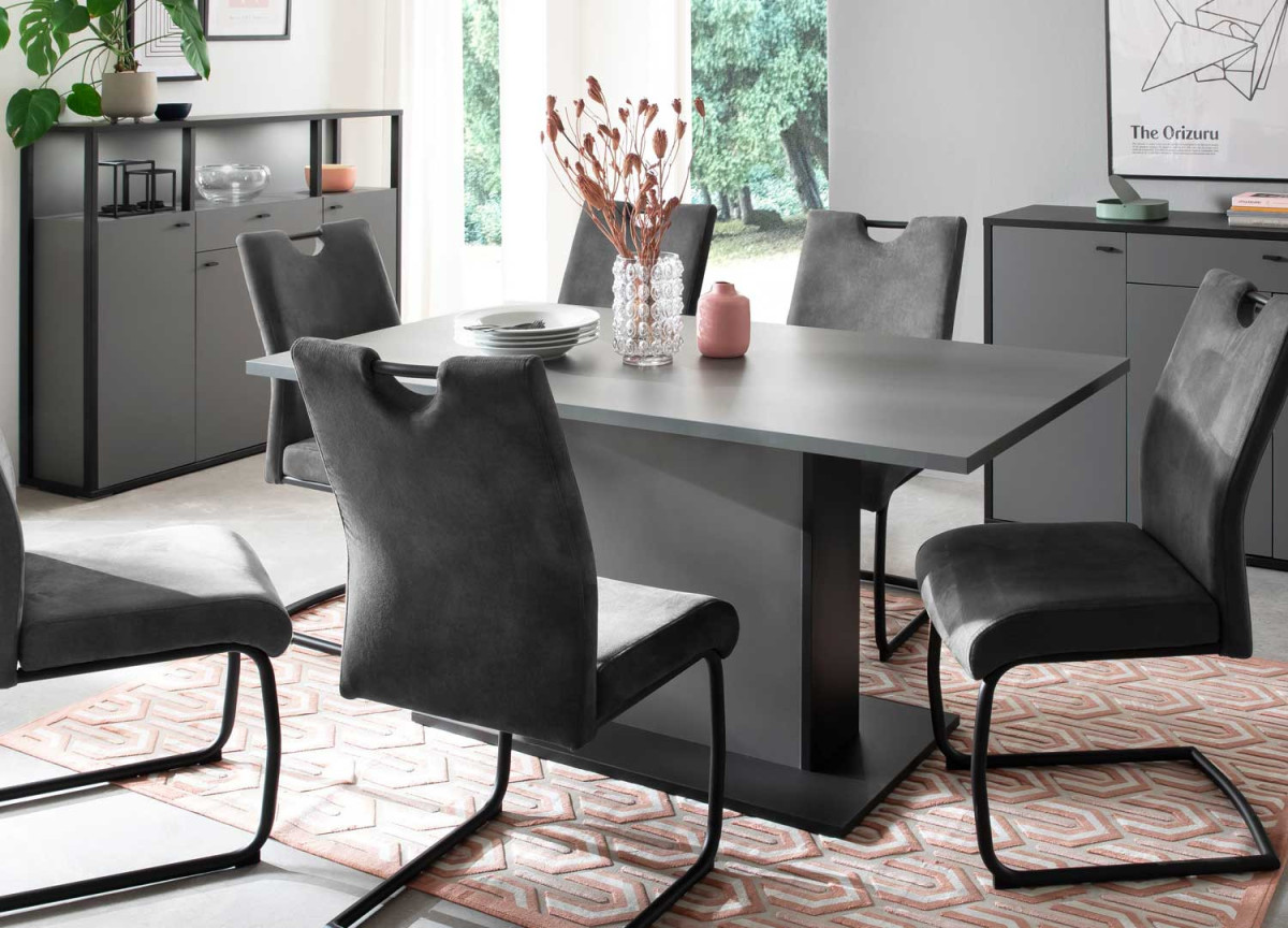 Table de repas grise anthracite moderne 160 cm