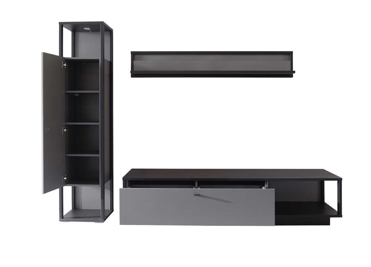 Composition TV mural gris anthracite moderne