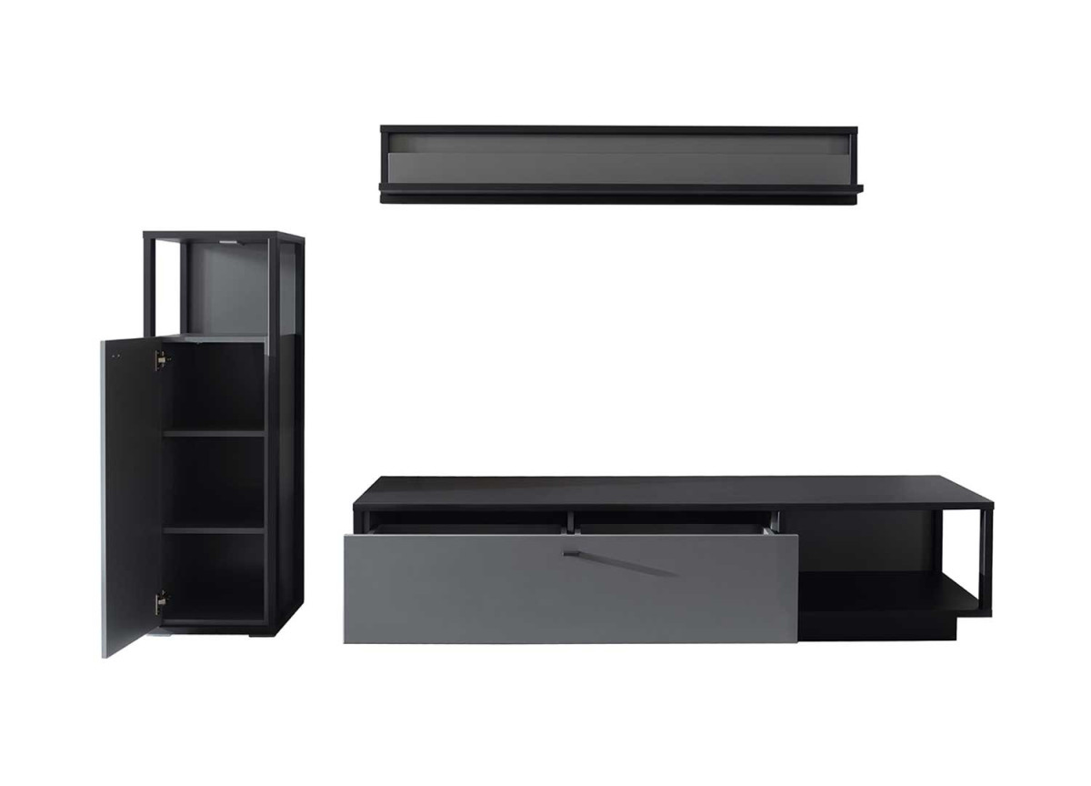 Ensemble TV mural gris anthracite moderne