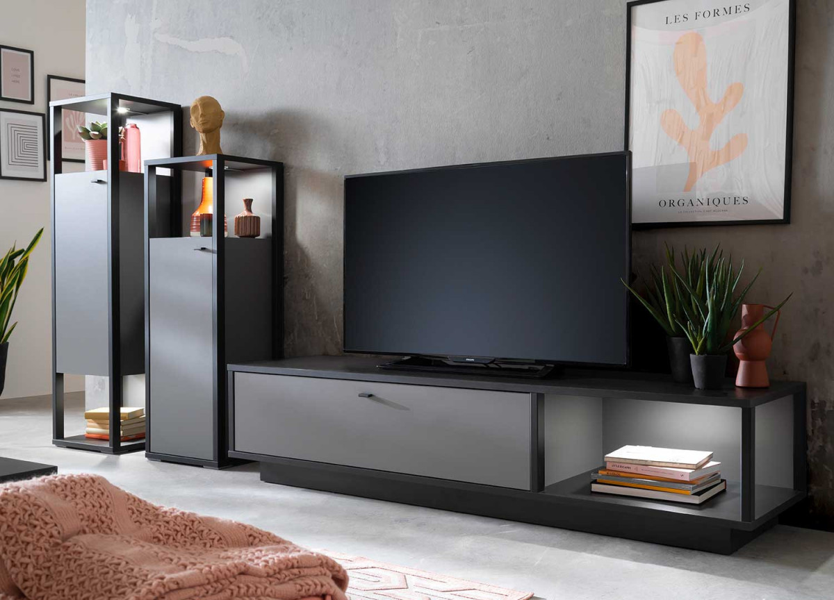 Grand ensemble tv gris anthracite moderne