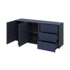 Meuble buffet bleu marine 2 portes 3 tiroirs