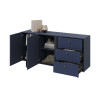 Meuble buffet bleu marine 2 portes 3 tiroirs