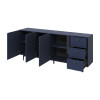 Meuble buffet bleu marine 3 portes 3 tiroirs